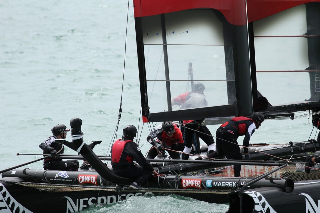 Luna Rossa and Emirates Team NZ - Practice Racing, Waitemata Harbour © Richard Gladwell www.photosport.co.nz
